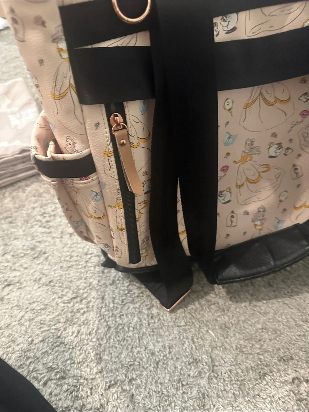 Petunia Pickle Bottom Cream and Black Disney Print Backpack - Picture 3 of 6
